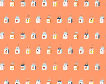 Cotton + Steel Fabrics - A Sunshine Story - Sunshine Smoothies Tangerine Dream Fabric-sold by the half yard, cut continuously