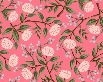 Rifle Paper Co. - Wildwood - Peonies - Pink Fabric-sold by the half yard, cut continuously