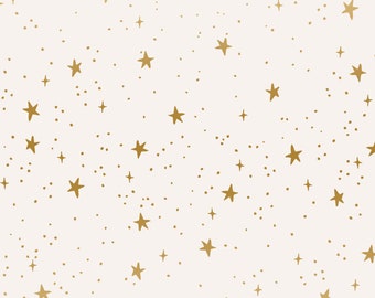 Rifle Paper Co. - Primavera - Stars - Cream Metallic Fabric-sold by the half yard, cut continuously