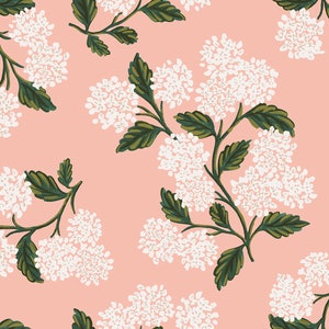 Rifle Paper Co. - Meadow - Hydrangea - Blush Fabric-sold by the half yard, cut continuously