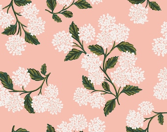 Rifle Paper Co. - Meadow - Hydrangea - Blush Fabric-sold by the half yard, cut continuously