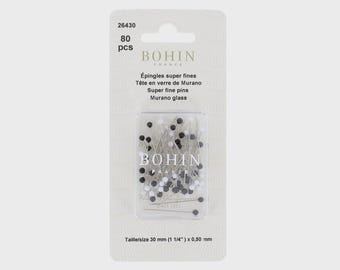 Bohin - Super Fine Pins - 1.25" Black & White