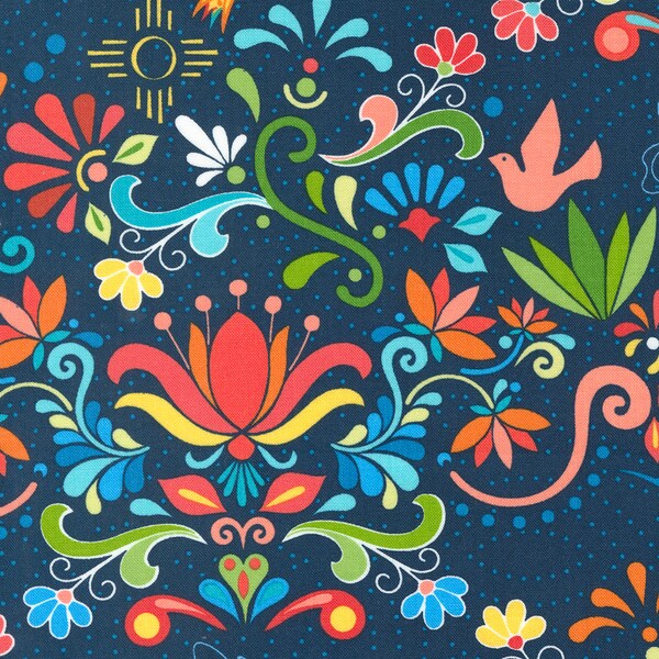 Moda - Land Of Enchantment - Talavera Superior Blue Fabric-sold by the half yard, cut continuously