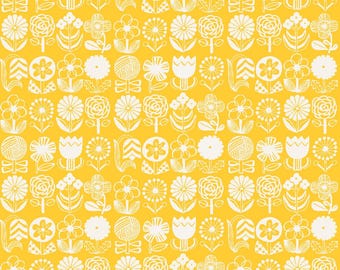 Cotton + Steel Fabrics - Kanpeki Na Hi - Hana Hana Sun Kissed Yellow Fabric-sold by the half yard, cut continuously