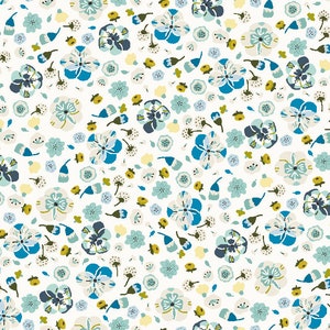 Cotton + Steel Fabrics - Life Finds A Way - Bathed In Flowers - Tranquil Fabric-sold by the half yard, cut continuously