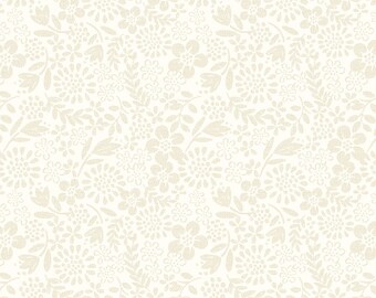 Lewis & Irene - Tiny Tonals - Flower Garden Cream on Cream Fabric-sold by the half yard, cut continuously