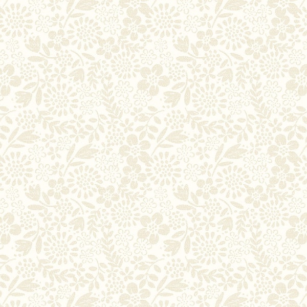 Lewis & Irene - Tiny Tonals - Flower Garden Cream on Cream Fabric-sold by the half yard, cut continuously