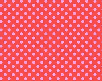 Free Spirit Fabrics - Tula Pink Pom Poms- Poppy Fabric-sold by the half yard, cut continuously
