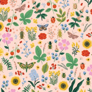 Rifle Paper Co. - Curio  - Blush Metallic Fabric-sold by the half yard, cut continuously
