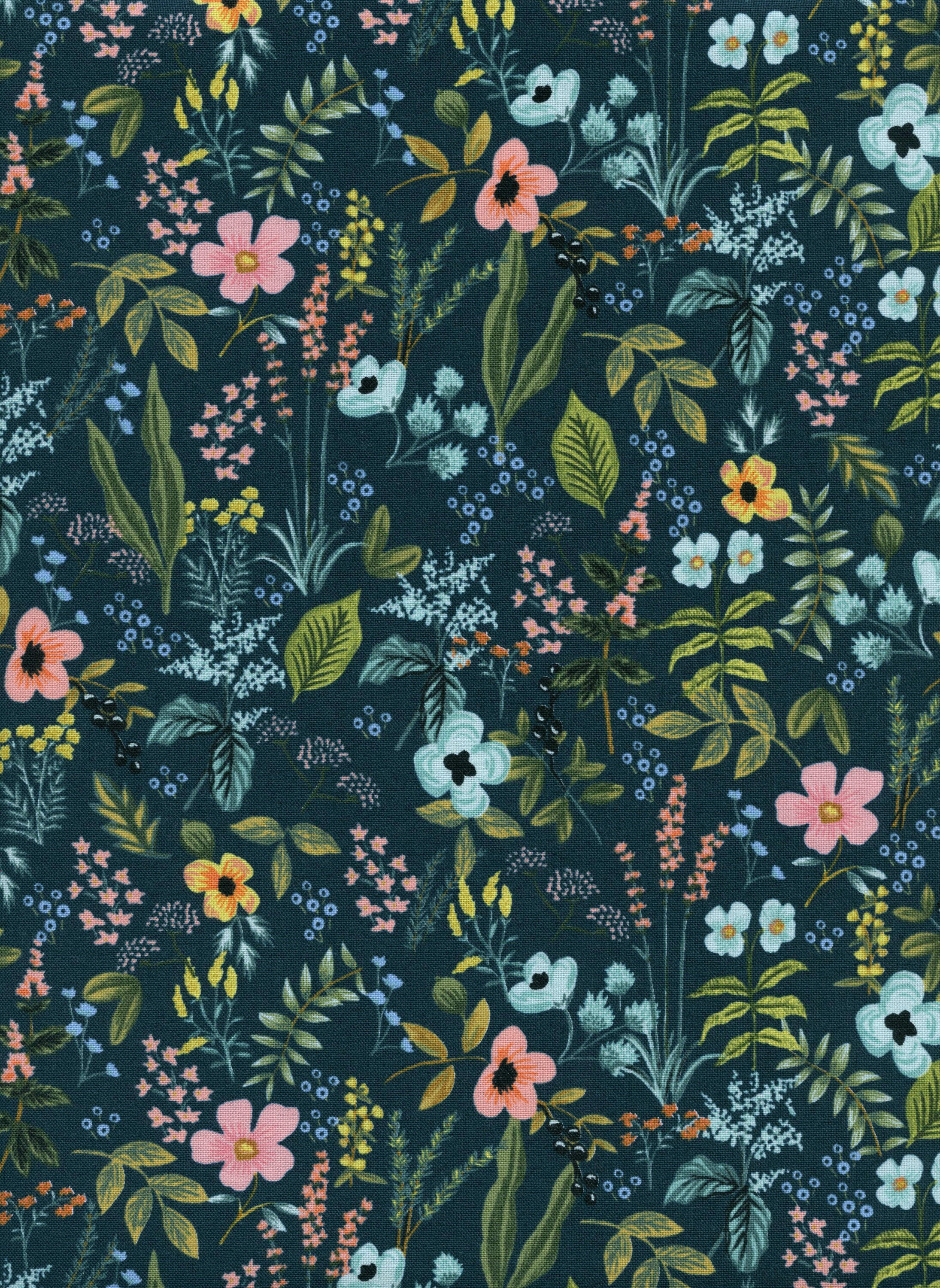 Rifle Paper Co. - Amalfi - Herb Garden - Navy Fabric-sold by the half yard, cut continuously