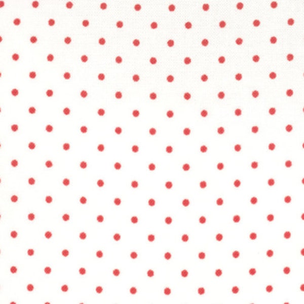 Moda - Essential Dots - White Red Fabric-sold by the half yard, cut continuously