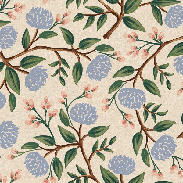 Rifle Paper Co. - Wildwood - Peonies - Cream Canvas Fabric-sold by the half yard, cut continuously