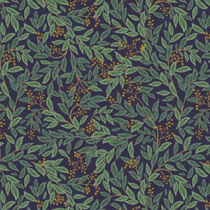 Rifle Paper Co. - Holiday Classics III - Willowberry - Navy Metallic Fabric