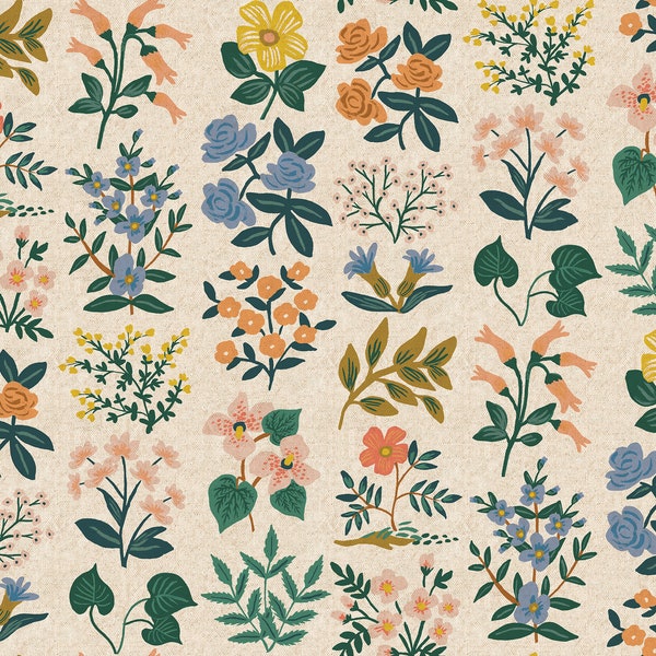 Rifle Paper Co. - Meadow - Wildflower Field - Natural Canvas Fabric-sold by the half yard, cut continuously