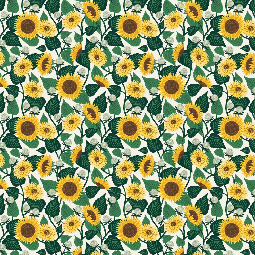 Trees Rifle Paper Rifle Paper Co. - Curio - Sunflower Fields - Cream Fabric-sold by the ...