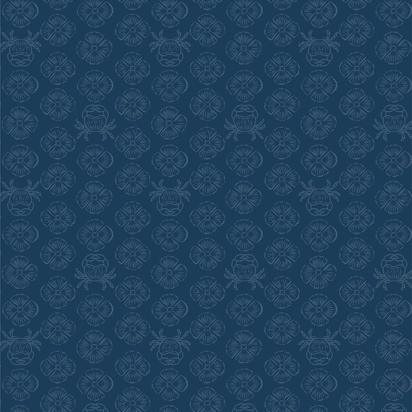 Lewis & Irene - Sounds of the Sea - Concealed Crab Midnight Blue Fabric-sold by the half yard, cut continuously