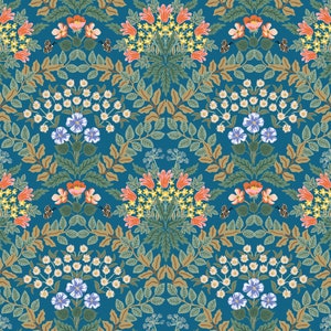 Rifle Paper Co. - Bramble - Blue Fabric-sold by the half yard, cut continuously