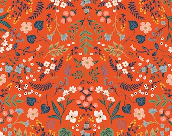 Rifle Paper Co. - Bon Voyage - Wildwood - Red Metallic Fabric-sold by the half yard, cut continuously