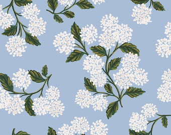 Rifle Paper Co. - Meadow - Hydrangea - Light Blue Fabric-sold by the half yard, cut continuously