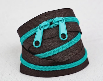 Renaissance Ribbons - 30" Zipper - Teal Eclipse