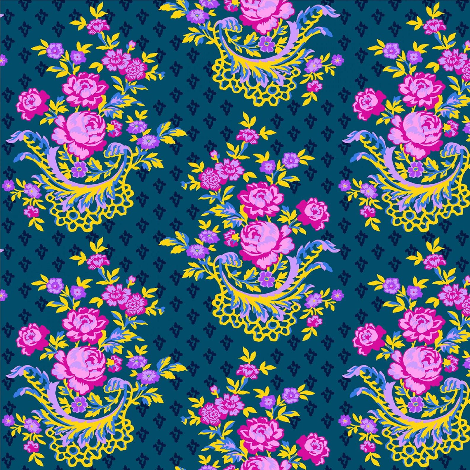 Windham - West Palm Beach - Michelle Dark Teal Fabric-sold by the Half ...
