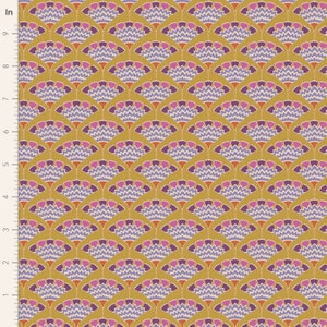 Tilda - Pie In The Sky - Tassel Flower Mustard Fabric-sold by the half yard, cut continuously