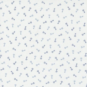 Moda - Mix It Up - Key Off White Blue Fabric-sold by the half yard, cut continuously