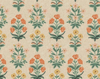 Rifle Paper Co. - Camont - Mughal Rose Red Unbleached Canvas Fabric-sold by the half yard, cut continuously