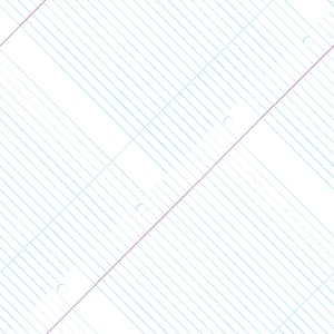 May include: A white sheet of notebook paper with blue lines and a pink line running diagonally across the page. There are three holes punched along the pink line.