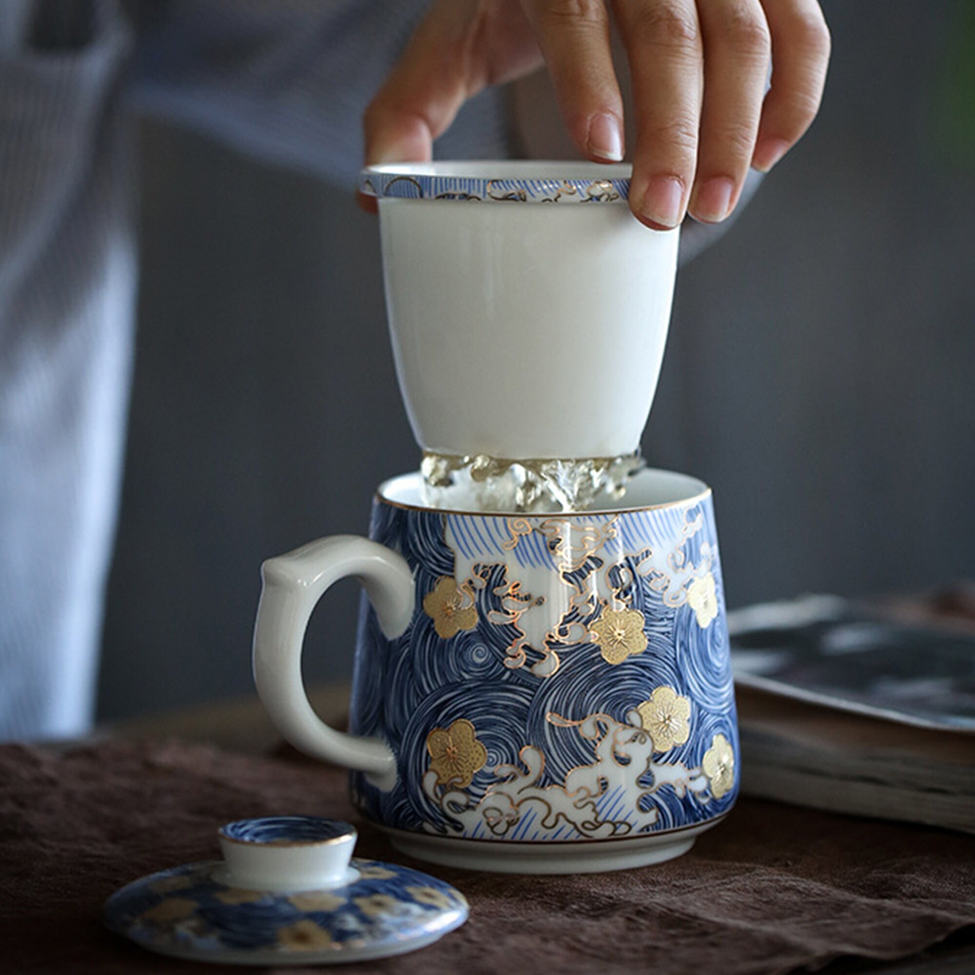 Japanese Style Tea Cups - Temple White