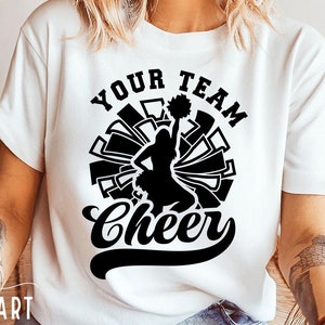 Custom Cheer SVG PNG, Cheer Team Logo Design, Cheerleader Shirt Template, Sports Mascot SVG, Instant Digital Download, Cheerleading Team