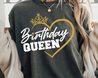Birthday Queen SVG PNG, Birthday Girl Shirt Design, Glitter Crown Birthday SVG, It’s My Birthday Cut File Cricut Sublimation