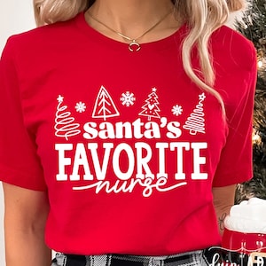 Infirmière préférée du Père Noël SVG PNG, Joyeux infirmière svg, Infirmière de Noël svg, Infirmière Noël Jumper, Chemise de Noël, SVG pour chemises, Chemise d’infirmière