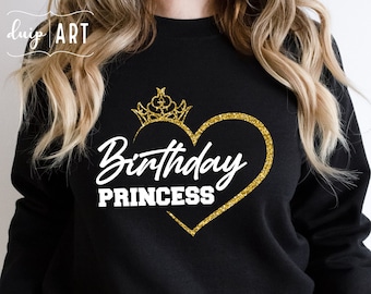 Birthday Princess SVG, Birthday Girl Shirt, Crown Design (Digital File)