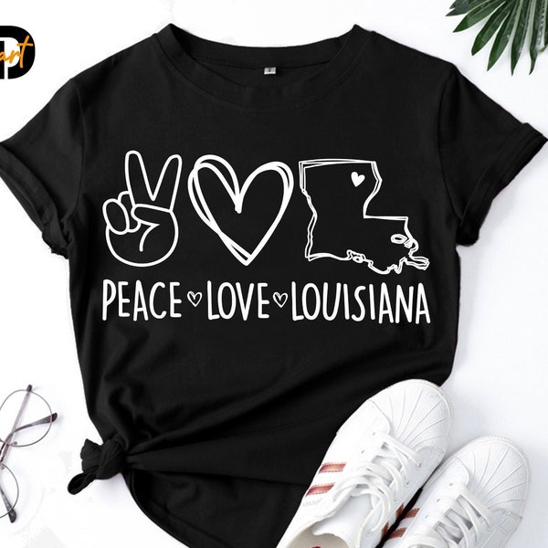 Frieden Liebe Louisiana svg, Louisiana SVG, Zustand svg, Liebe Louisiana, digitaler Download, Louisiana Karte svg, Schule svg, Cricut, Louisiana Mädchen Shirt