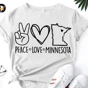 Frieden Liebe Minnesota svg, Minnesota SVG, Zustand svg, Liebe Minnesota svg, digitaler Download, Minnesota Karte svg, USA svg, Cricut, Minnesota Mädchen Shirt