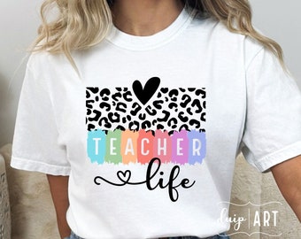 Leopard Teacher Life SVG PNG, Colorful School Design (Digital Download)