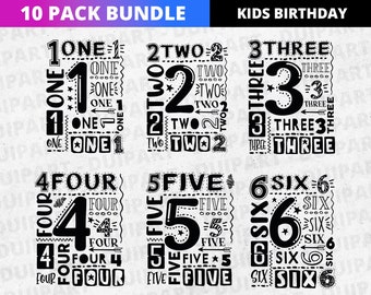 Kids Birthday SVG Bundle: Typography Shirt Designs (Digital Download)