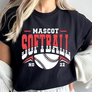 Plantilla SVG del equipo de sóftbol, diseño de camiseta de mascota (descarga digital)