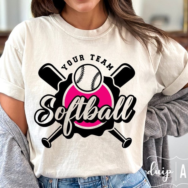 Softball Svg Png, Softball Team Template, Team Shirts Svg, Softball Logo, Retro Softball Svg, Softball Player, Softball Mom, Svg for Cricut