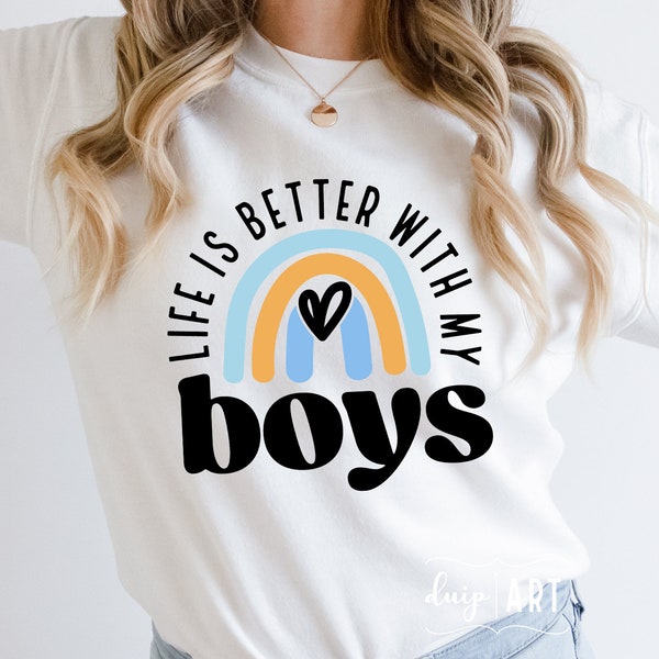 Rainbow Boys Mama,Life Is Better With My Boys SVG,Girl Mom svg, Mama svg, Mom svg,Raising Boys svg, Mommy svg,Mom of Girl,Brother Svg,Cricut