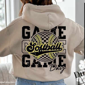softball game day png svg, retro softball clipart, checkered softball sublimation, softball mama shirt design, printable digital file