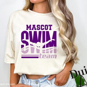 School Swim Team SVG, Swim Club Shirt PNG Design, Customizable Swim Roster Cut File