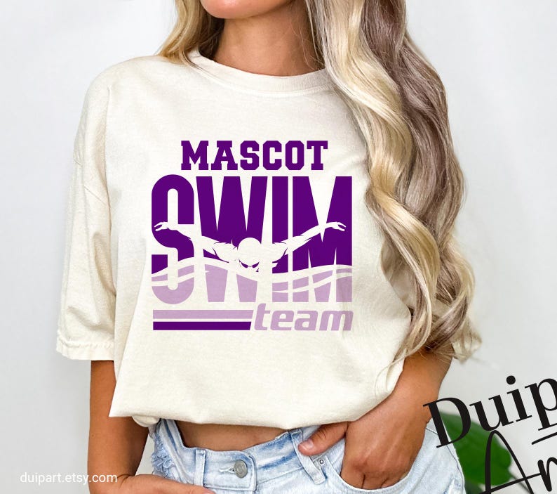 School Swim Team SVG, Swim Club Shirt PNG Design, Customizable Swim Roster Cut File