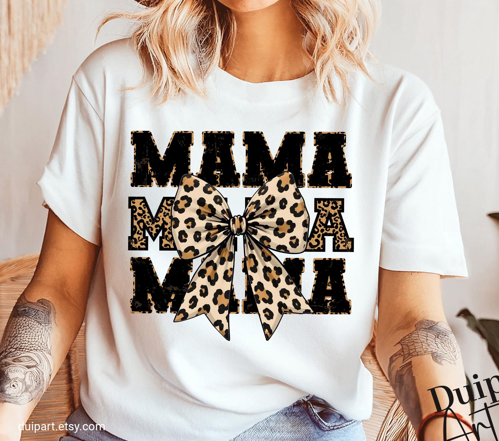 Leopard Print Mama PNG, Cheetah Bow Shirt Design (digital Download) - Etsy