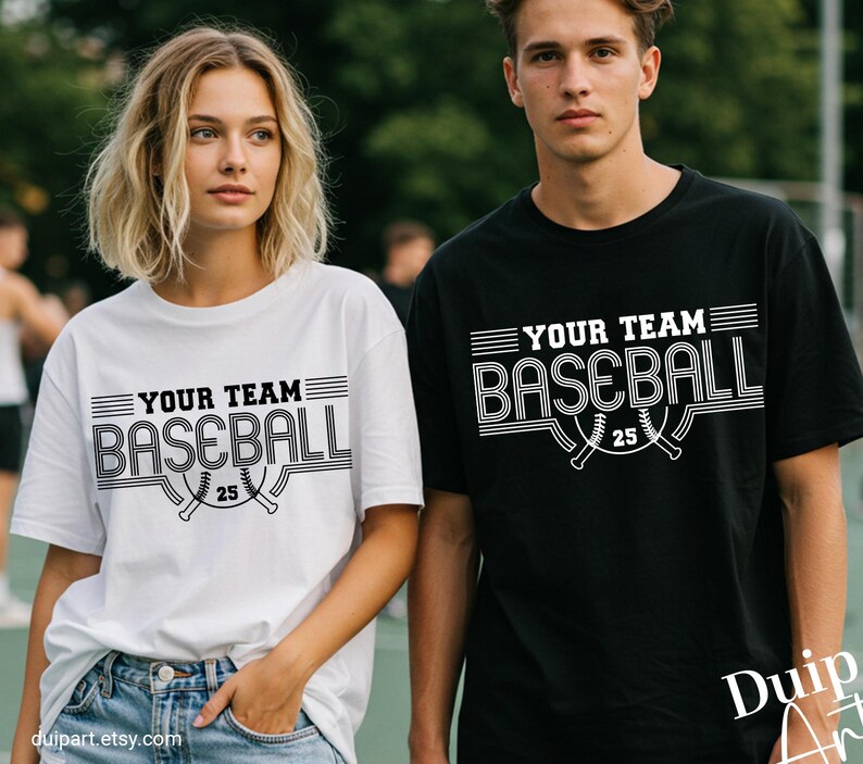 Digital baseball shirt template with vintage styling. Use it to create family fan gear, team spirit shirts, or coach apparel.