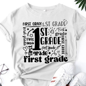 First Grade Typography SVG,First Grade SVG,Back To School svg,School Shirt svg, Cricut,First Day of School svg,1st Grade Teacher,Teacher svg