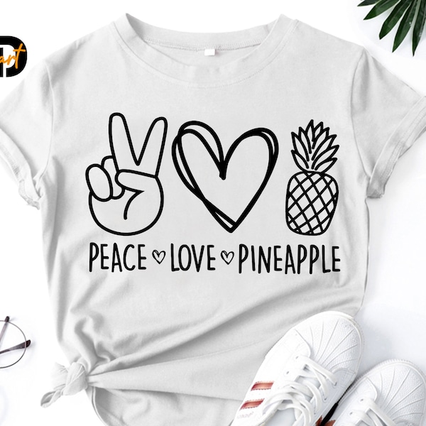 Peace Love Pineapple svg,Pineapple SVG,Tropical svg,Fruit svg,Digital Download,Ananas Svg,Tropical Plants Svg,Cricut svg, Summer Fruit svg