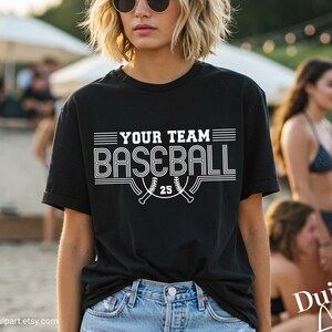 Editable baseball fan gear SVG template. Make personalized game day wear for parents, players, or coaches.