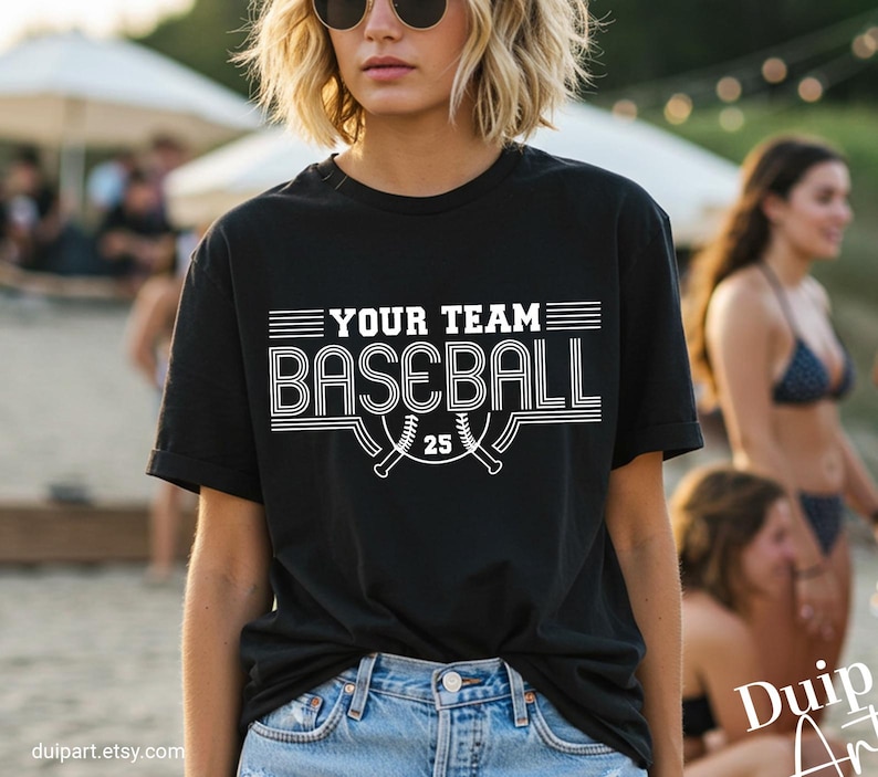 Editable baseball fan gear SVG template. Make personalized game day wear for parents, players, or coaches.